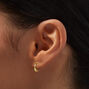 Gold Sterling Silver 8MM Green Cubic Zirconia Pav&eacute; Clicker Hoop Earrings,