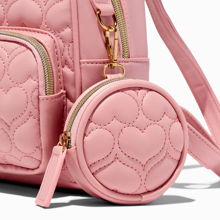 Blush Pink Quilted Hearts Backpack,