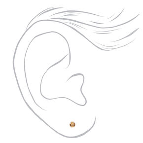 14kt White Gold 3mm November Light Topaz Crystal Ear Piercing Kit with Ear Care Solution,