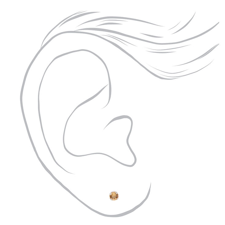 14kt White Gold 3mm November Light Topaz Crystal Ear Piercing Kit with Ear Care Solution,