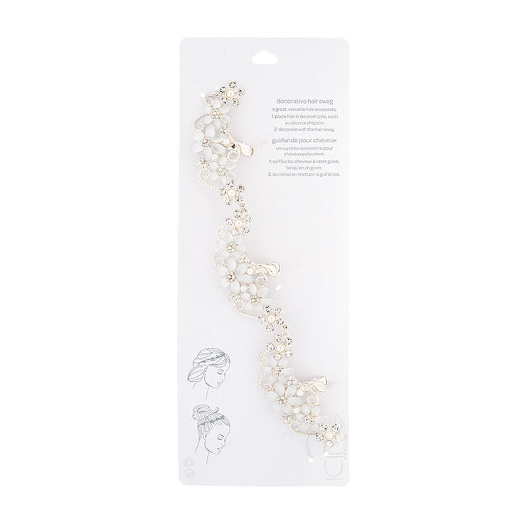 Frosted Petal Crystal Flowers Decorative Hair Swag,