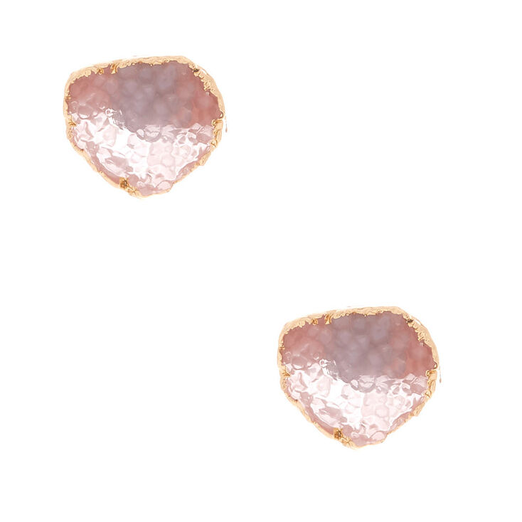 Geode Stud Earrings - Rose Quartz,