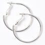 Silver Sleek Hoop Earrings,