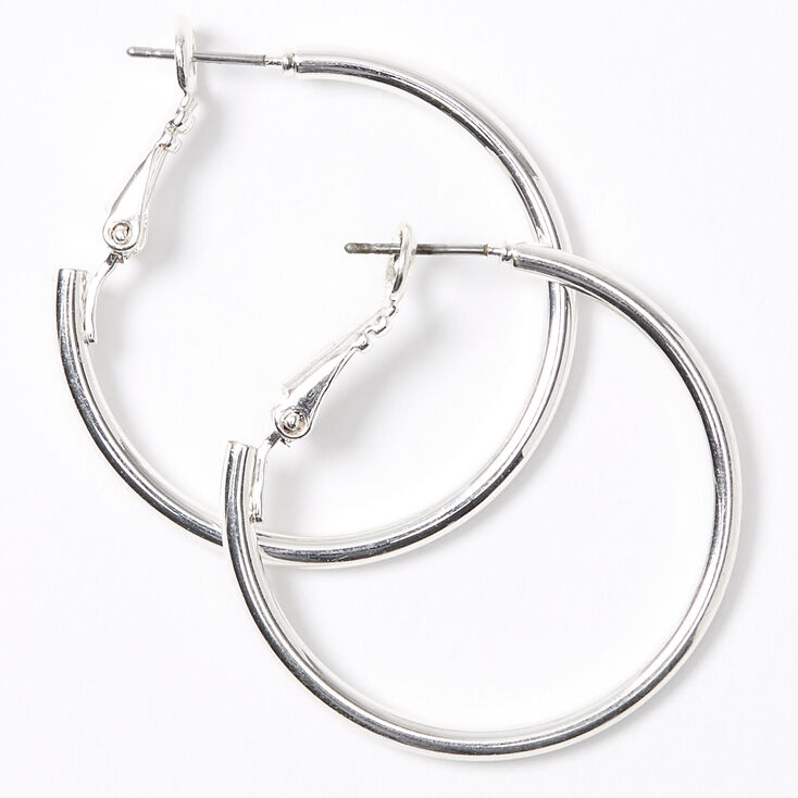 Silver Sleek Hoop Earrings,