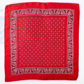 Red Floral Paisley Silky Bandana Headwrap,