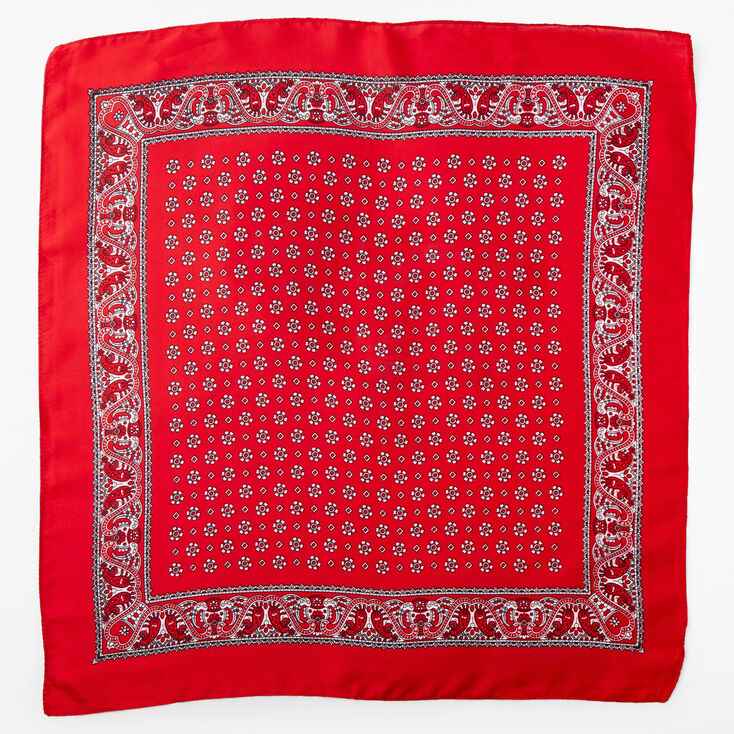 Red Floral Paisley Silky Bandana Headwrap,