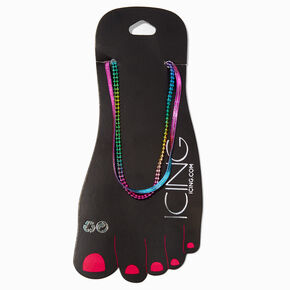 Anodized Rainbow Multi-Strand Chain Anklet,