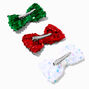 Holiday Sequin Bow Hair Clips - 3 Pack,