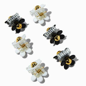 Black &amp; White Daisy Mini Hair Claws - 6 Pack,