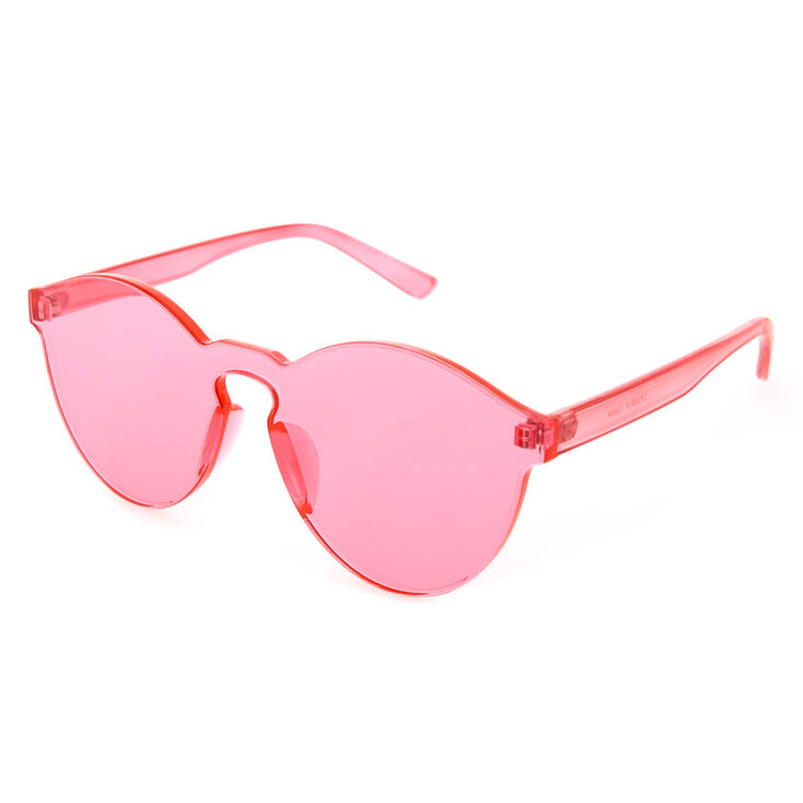 Rimless Pink Tinted Transparent Sunglasses,