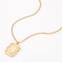 Gold-tone Initial Rectangle Medallion Pendant Necklace - J,