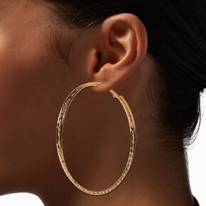 Gold 80MM Twisty Hoop Earrings,