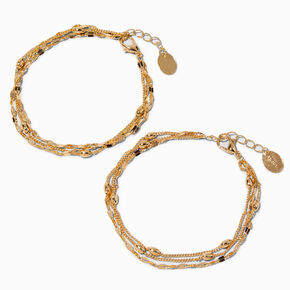 Gold-tone Multi-Strand Chain Bracelets - 2 Pack,