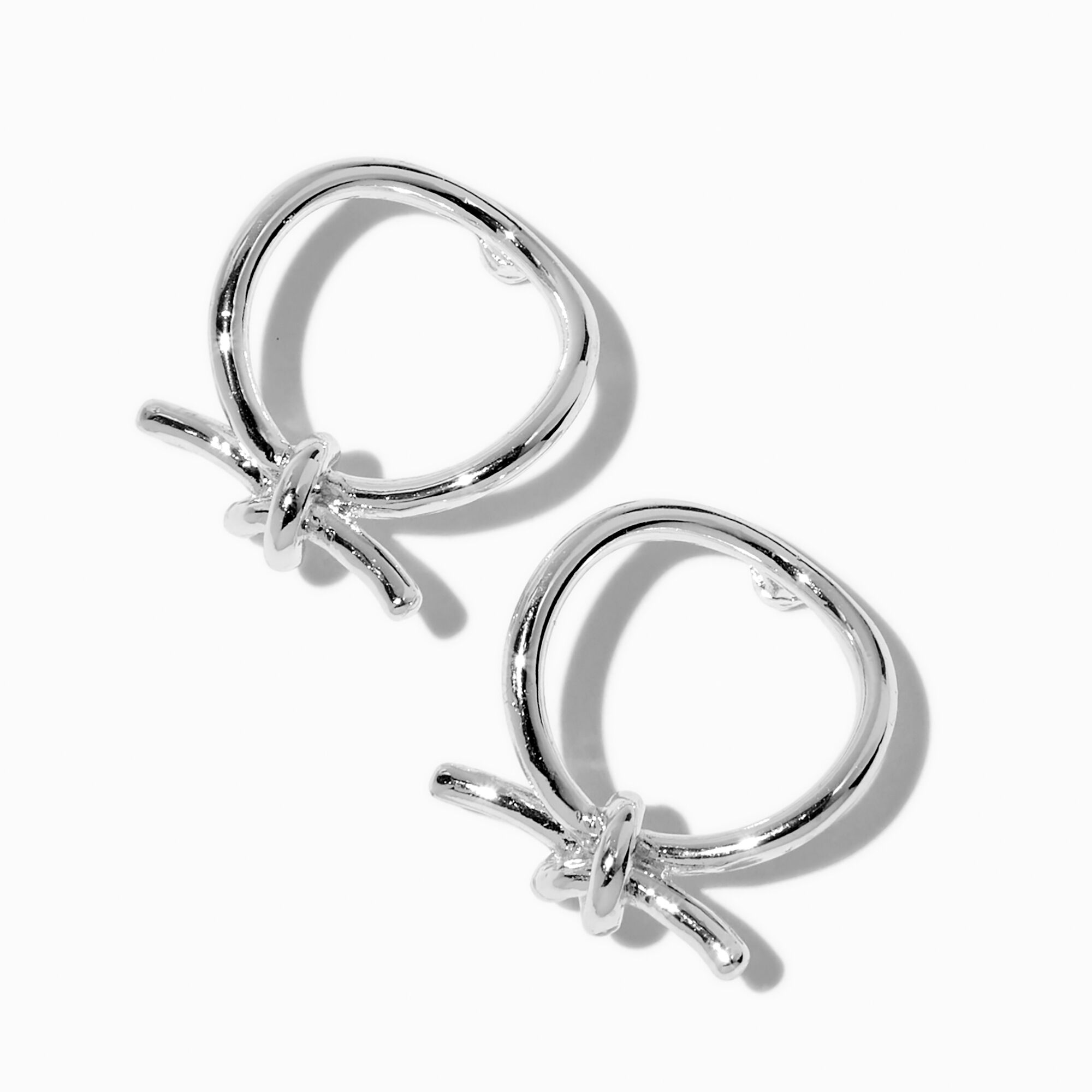 Silver-tone Oversized Knot 1'' Drop Earrings