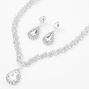 Silver Crystal Teardrop V-Neck Jewelry Set - 2 Pack,