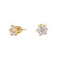 Gold Cubic Zirconia 2MM Round Stud Earrings,