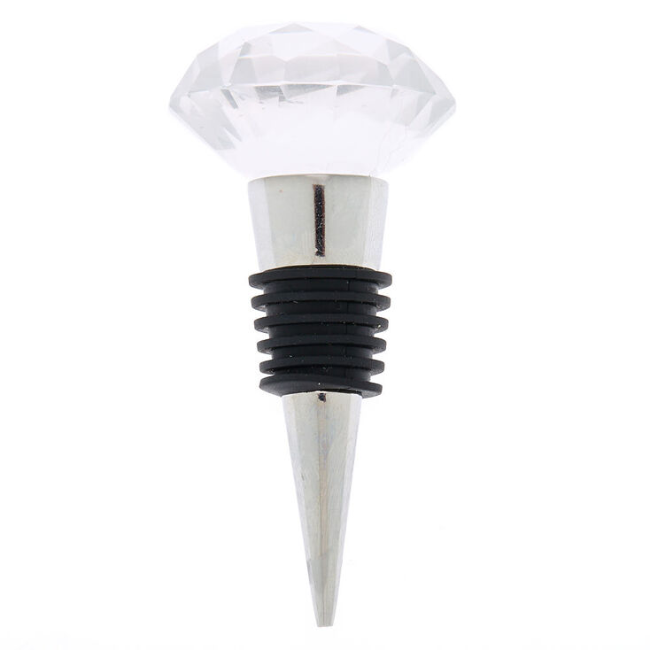Faux Diamond Wine Stopper - Silver,