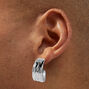 Silver-tone  20MM Wide Water Carved Hoop Earrings,
