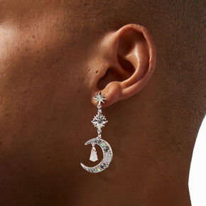 Silver 2&quot; Art Deco Drop Earrings,
