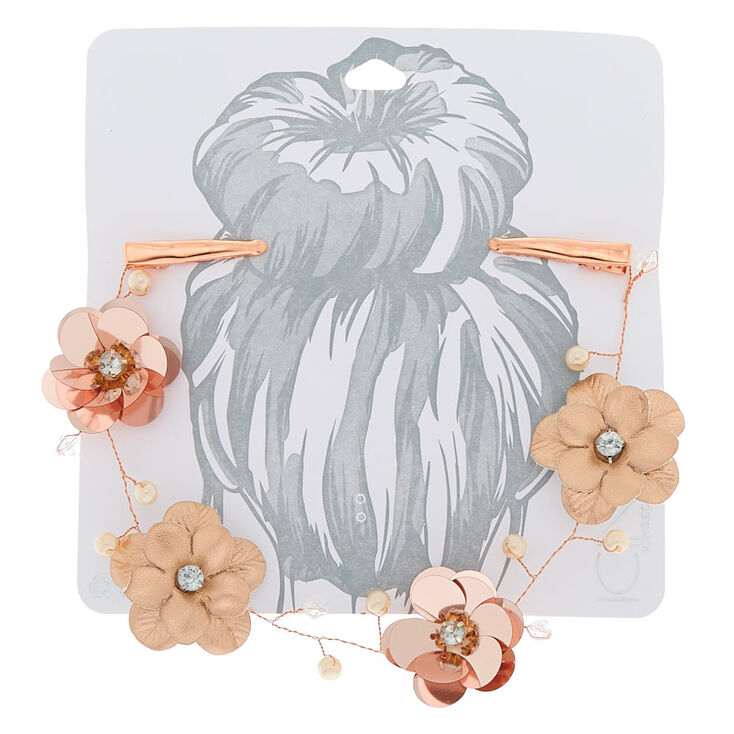 Rose Gold Flower Sequin Hair Swag,