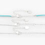 Silver Leaf Horn Choker Necklaces - Turquoise, 3 Pack,