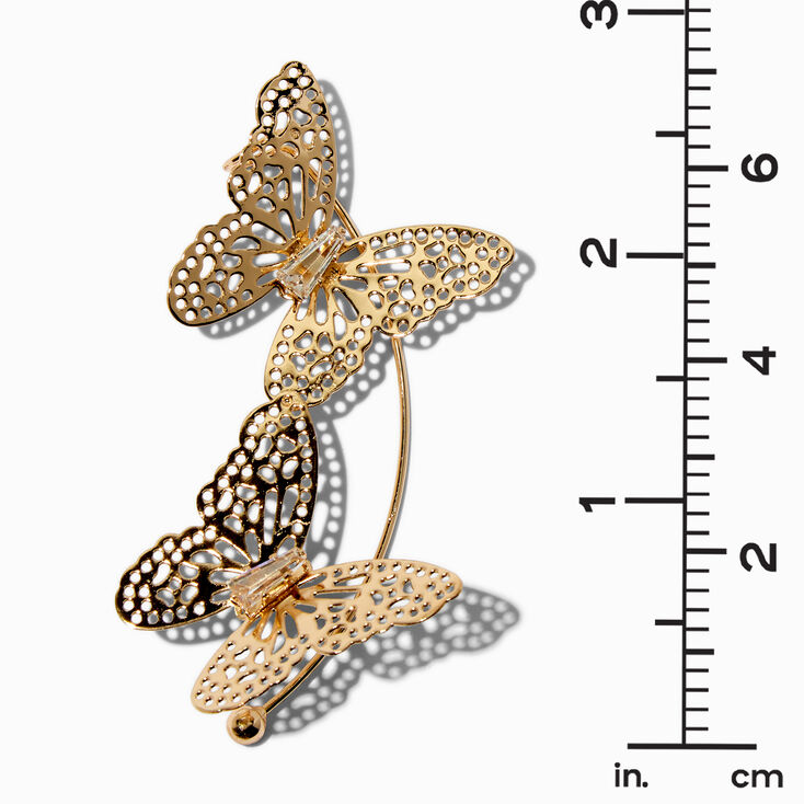 Gold-tone Filigree Double Butterfly Ear Cuff ,