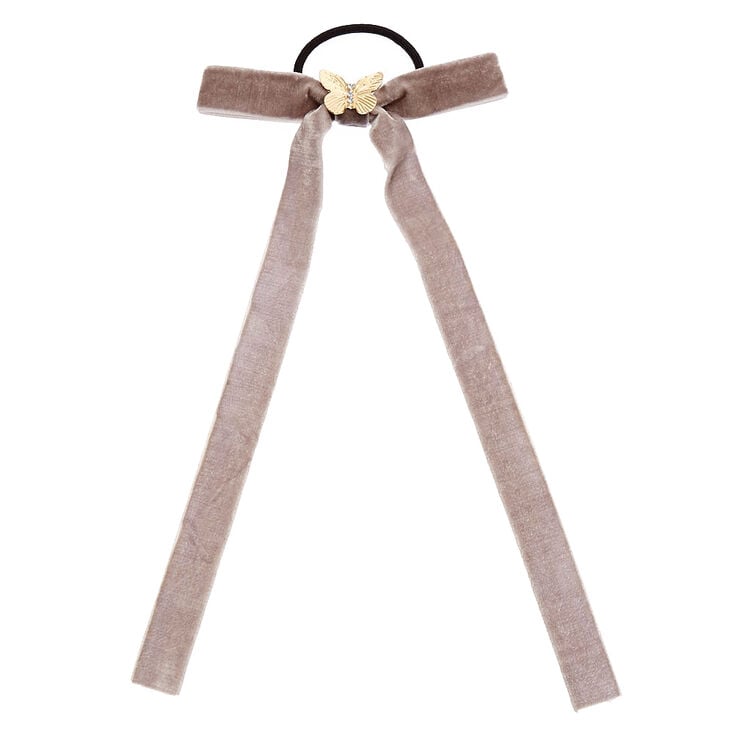Gray Velvet Bow Hair Tie,