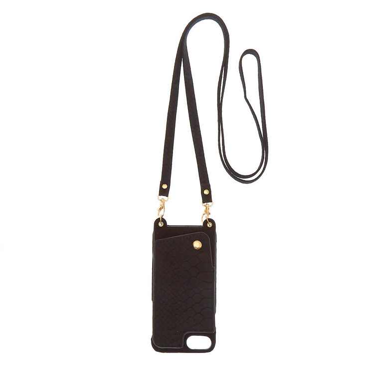 Black Crossbody Phone Case - Fits iPhone 6/7/8,