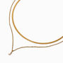 Gold-tone Stainless Steel Cubic Zirconia Initial Pendant Multi-Stand Necklace - J,