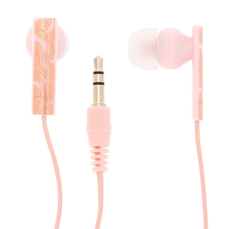Rose Gold Marble Earbuds - Pink,