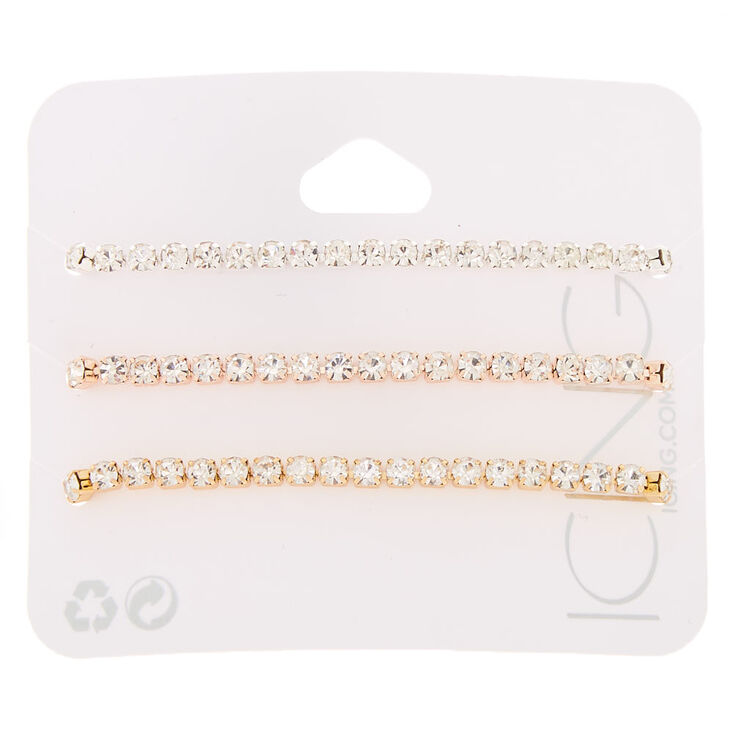 Mixed Metal Rhinestone Adjustable Bracelets - 3 Pack,