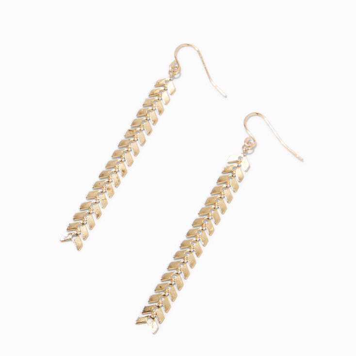 Gold 2.5&quot; Arrow Linear Drop Earrings,