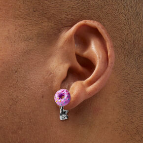 Pink Sprinkle Donut Clip-On Stud Earrings,