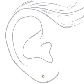 Rose Gold Graduated Crystal Stud Earrings - 9 Pack,