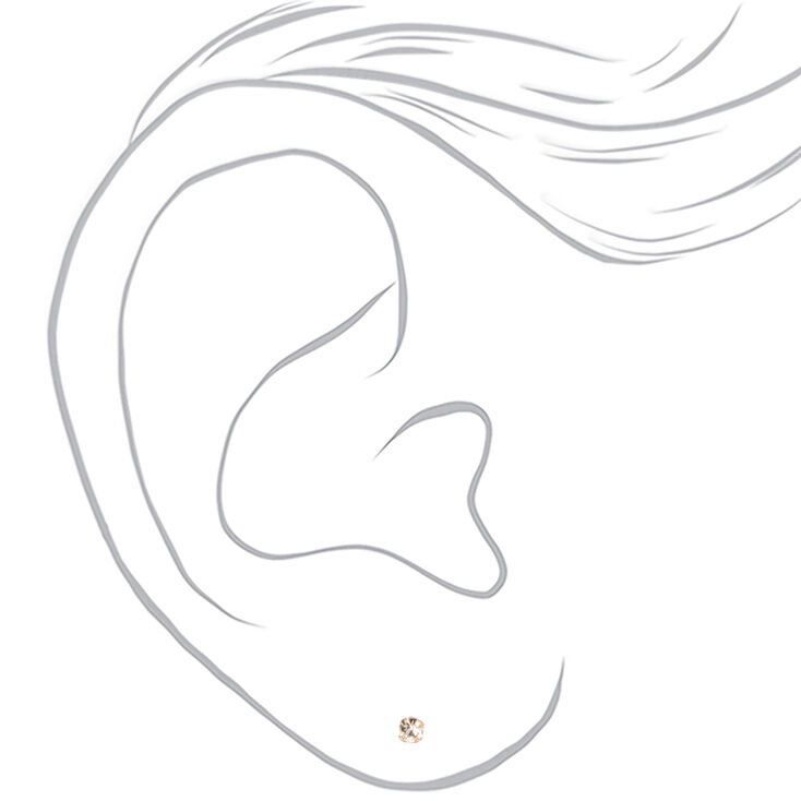 Rose Gold Graduated Crystal Stud Earrings - 9 Pack,