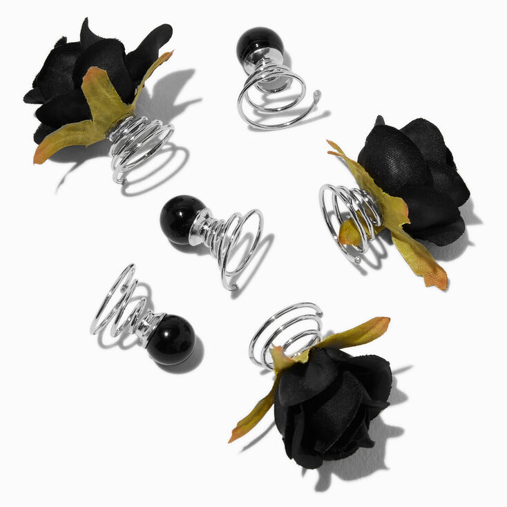 Black Rose Hair Spinners - 6 Pack,