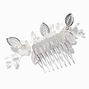 Embellished Matte Silver &amp; Pearl Flower Hair Comb,
