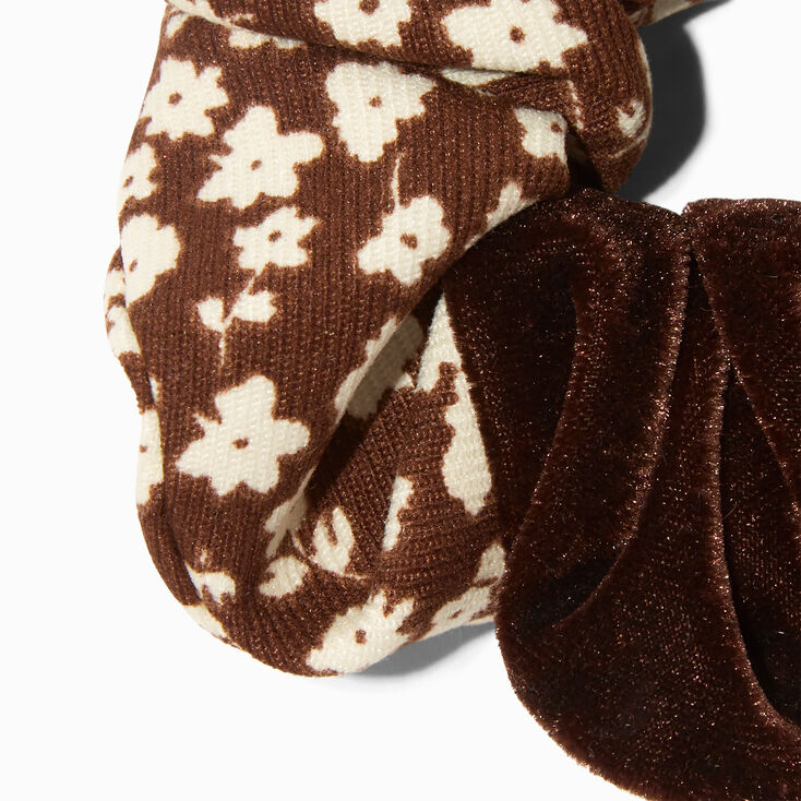 Medium Velvet Brown Daisy Hair Scrunchie,