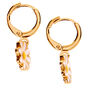 Gold 10MM Daisy Charm Hoop Earrings,