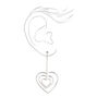 Silver Triple Hearts 2&quot; Drop Earrings,