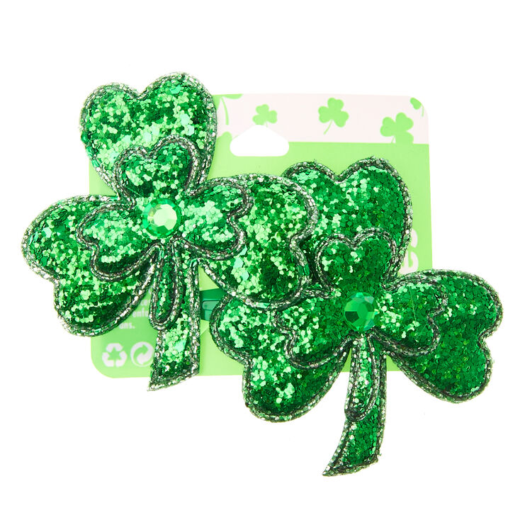 2 Pack St. Patrick's Day Shamrock Snap Hair Clips,
