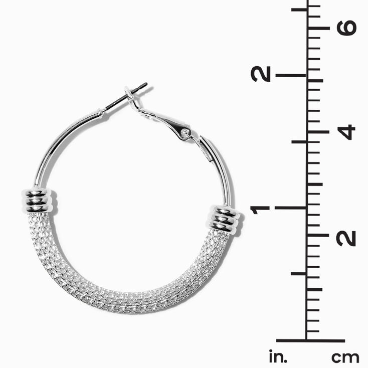 Silver-tone Half Mesh 40MM Hoop Earrings,
