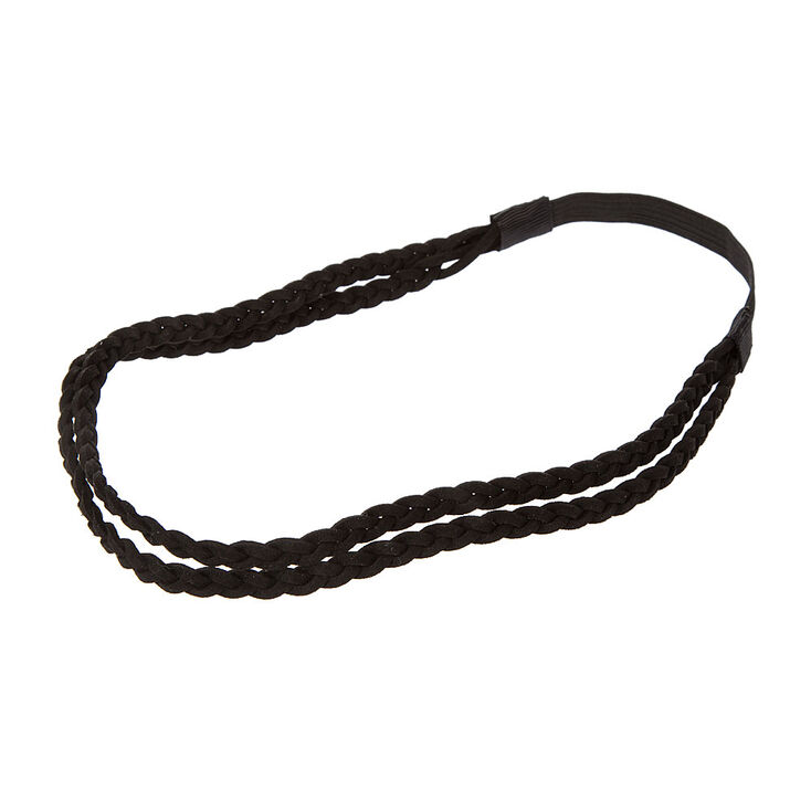 Black Faux Suede Double Braid Headwrap,