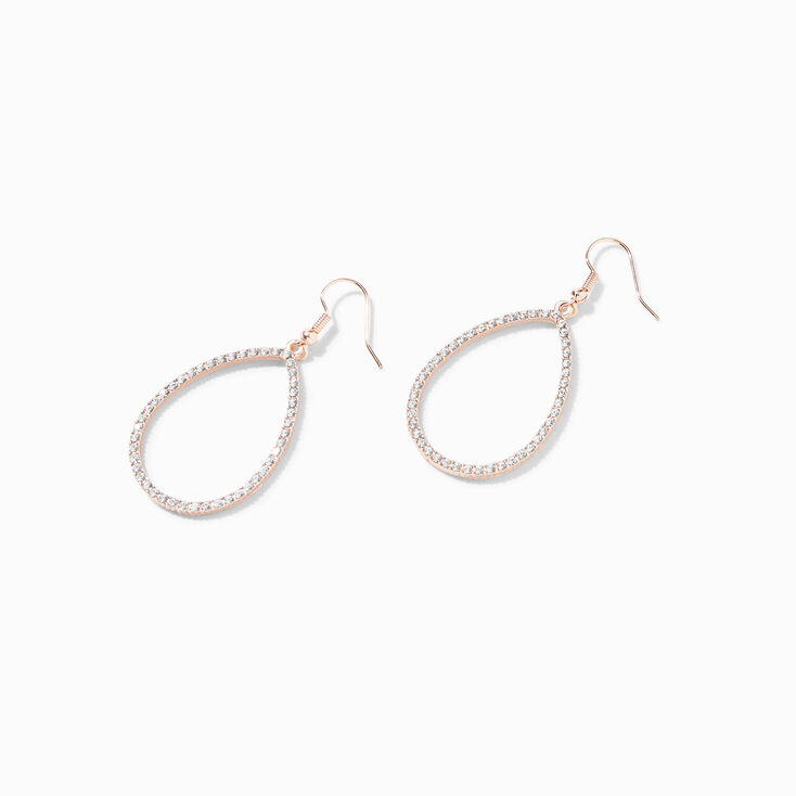 Rose Gold 2.5&quot; Crystal Teardrop Drop Earrings,