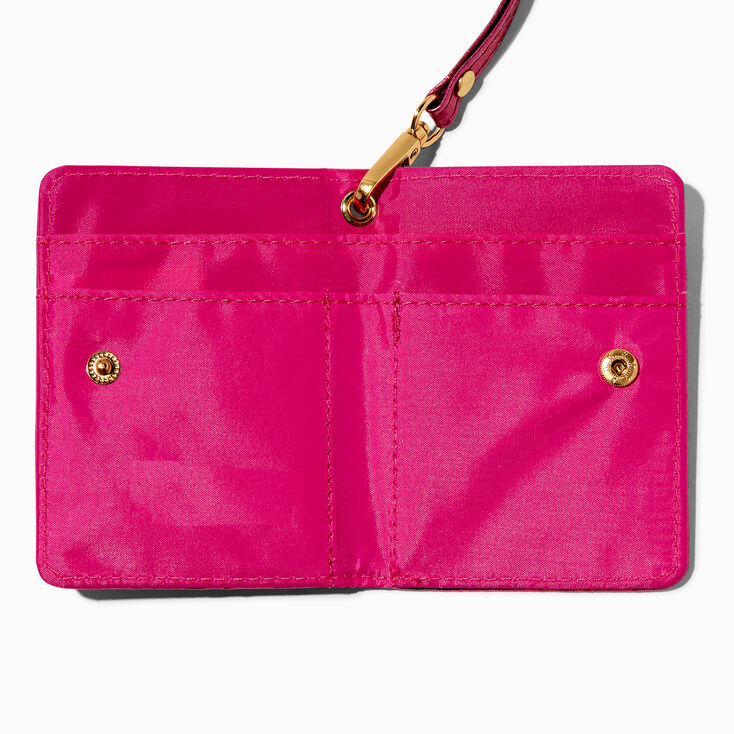  Fuchsia Pink Bling Wallet with Lanyard,