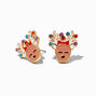 Gemstone Reindeer Stud Earrings,