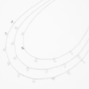 Silver-tone Cubic Zirconia Confetti Multi-Strand Necklace,