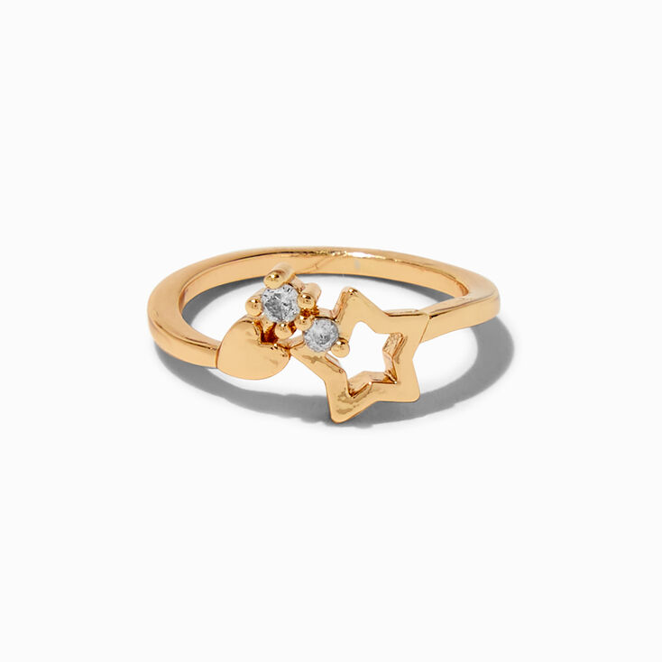 Gold-tone Star Midi Ring ,