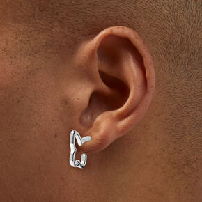 Silver-tone Butterfly 10MM Hoop Earrings,