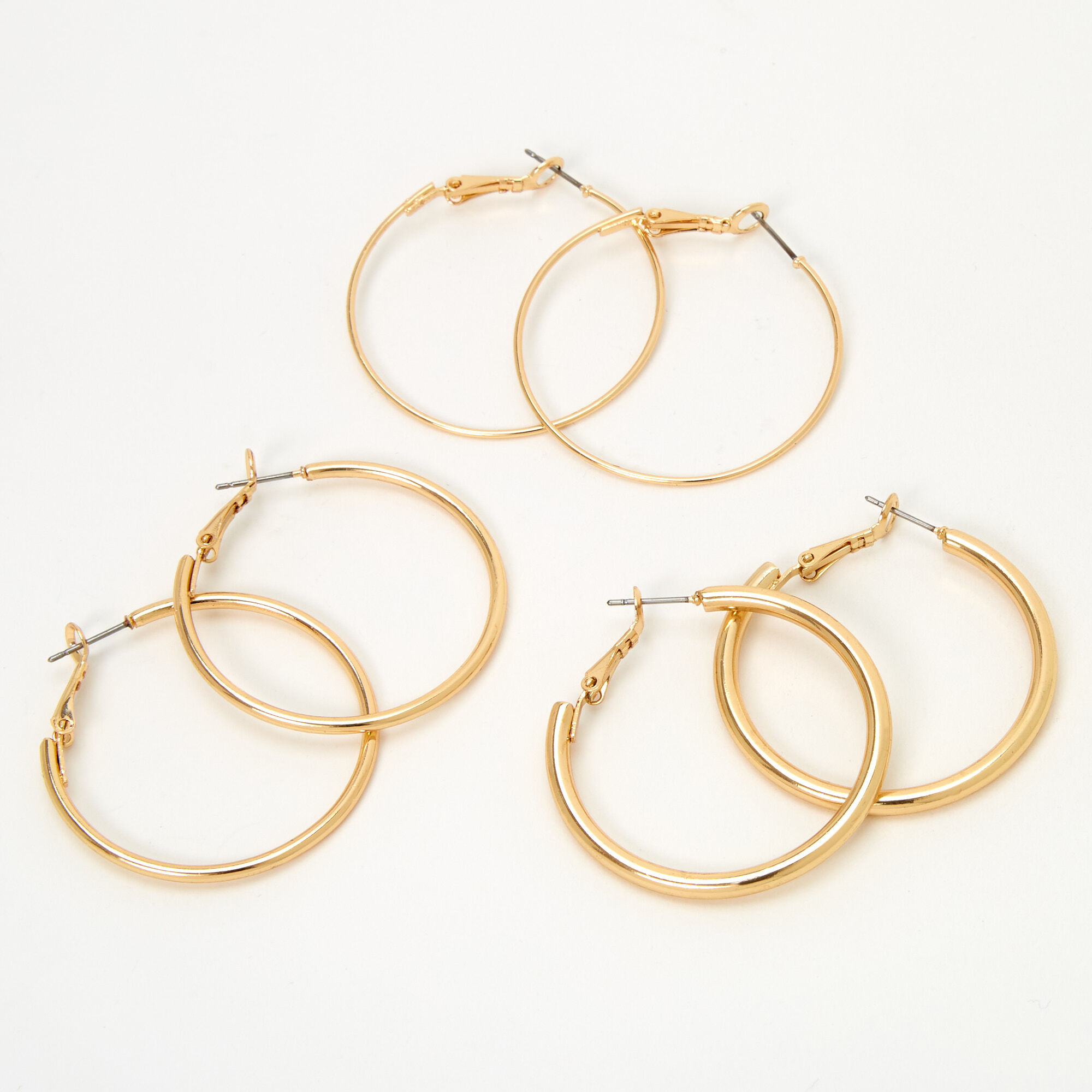 3 hoop earrings hotsell gold